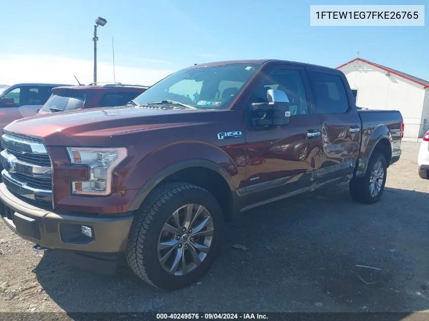 1FTEW1EG7FKE26765 2015 Ford F-150 Lariat