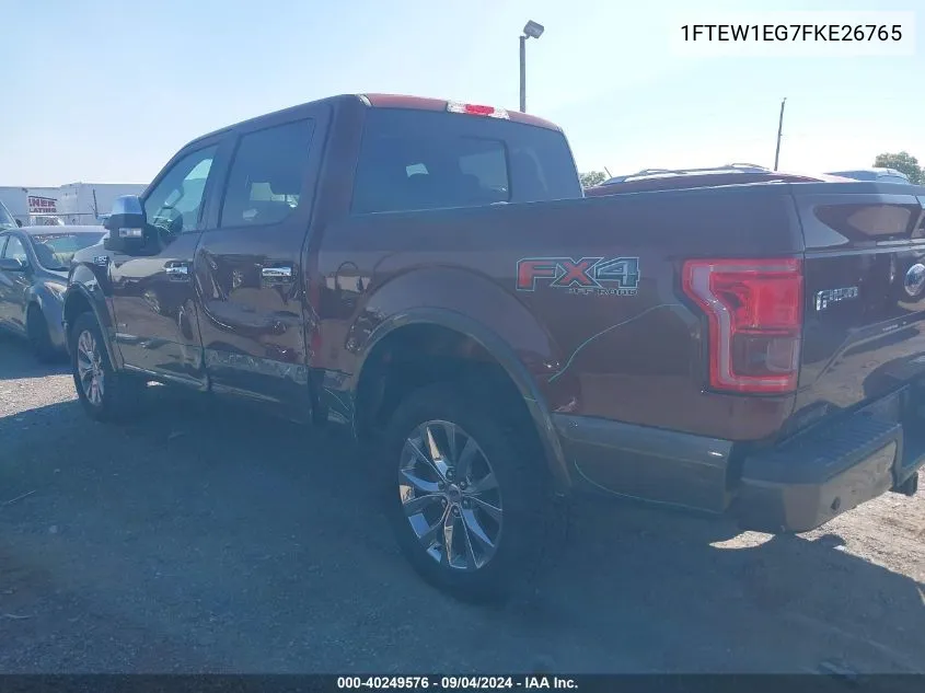 1FTEW1EG7FKE26765 2015 Ford F-150 Lariat