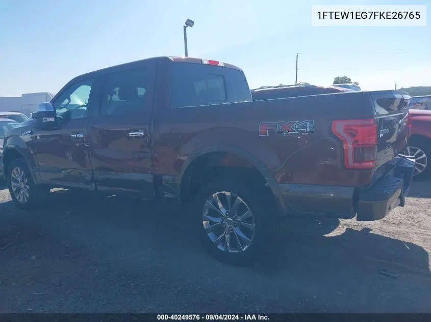 1FTEW1EG7FKE26765 2015 Ford F-150 Lariat