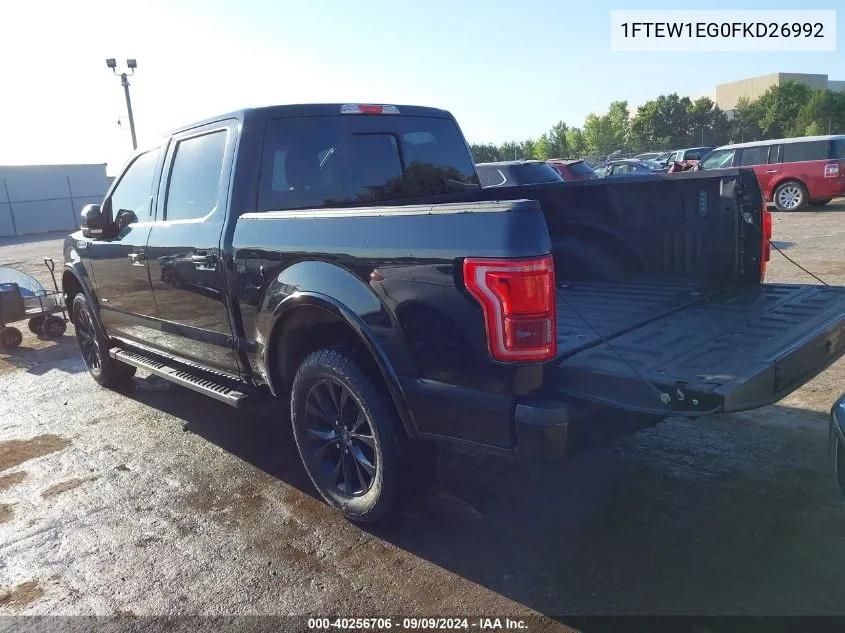 1FTEW1EG0FKD26992 2015 Ford F-150 Lariat