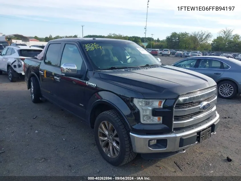 2015 Ford F150 Supercrew VIN: 1FTEW1EG6FFB94197 Lot: 40262894