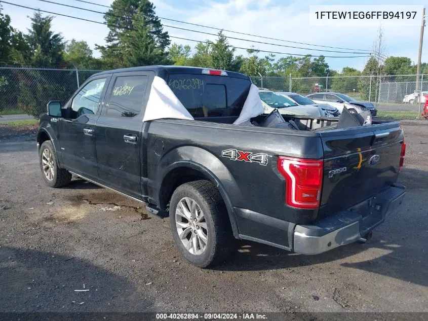 2015 Ford F150 Supercrew VIN: 1FTEW1EG6FFB94197 Lot: 40262894