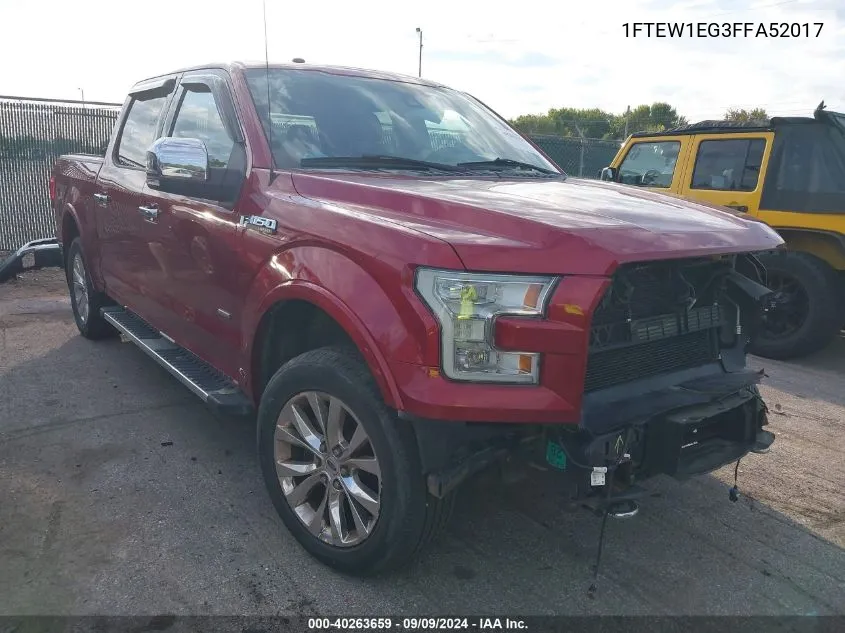 1FTEW1EG3FFA52017 2015 Ford F-150 Lariat