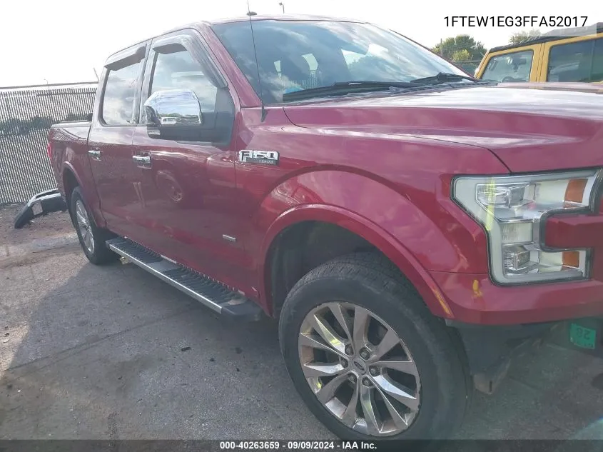 2015 Ford F-150 Lariat VIN: 1FTEW1EG3FFA52017 Lot: 40263659