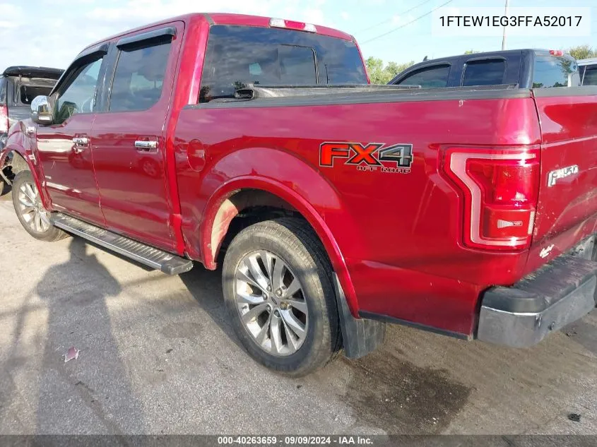 1FTEW1EG3FFA52017 2015 Ford F-150 Lariat