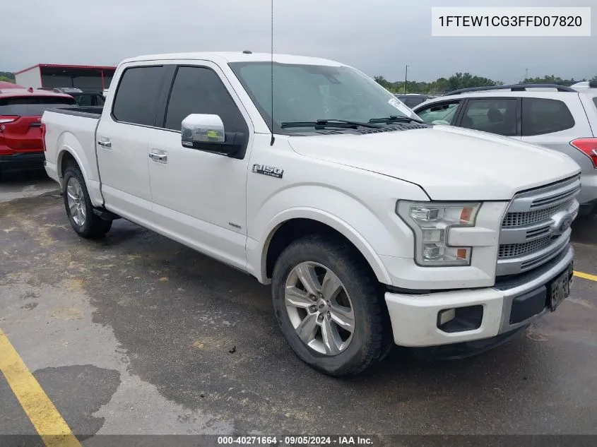 2015 Ford F150 Supercrew VIN: 1FTEW1CG3FFD07820 Lot: 40271664