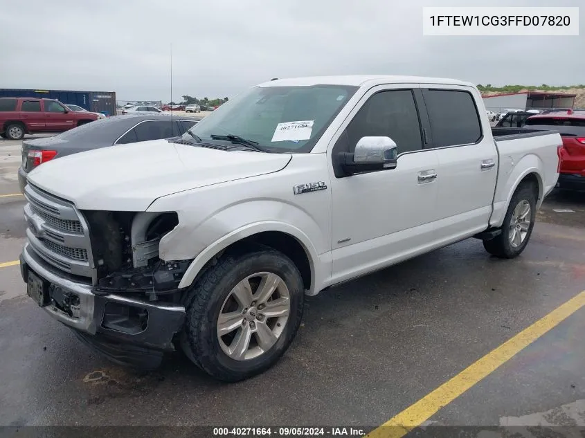 2015 Ford F150 Supercrew VIN: 1FTEW1CG3FFD07820 Lot: 40271664