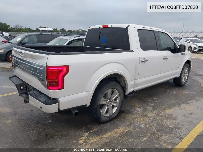 2015 Ford F150 Supercrew VIN: 1FTEW1CG3FFD07820 Lot: 40271664