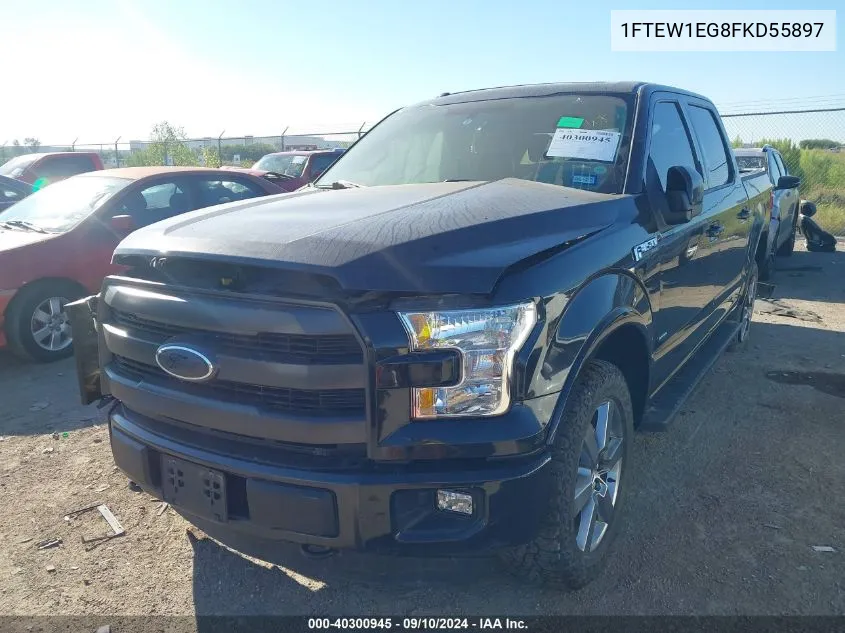 2015 Ford F-150 Lariat VIN: 1FTEW1EG8FKD55897 Lot: 40300945