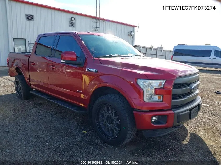 2015 Ford F-150 Lariat VIN: 1FTEW1EG7FKD73274 Lot: 40303962