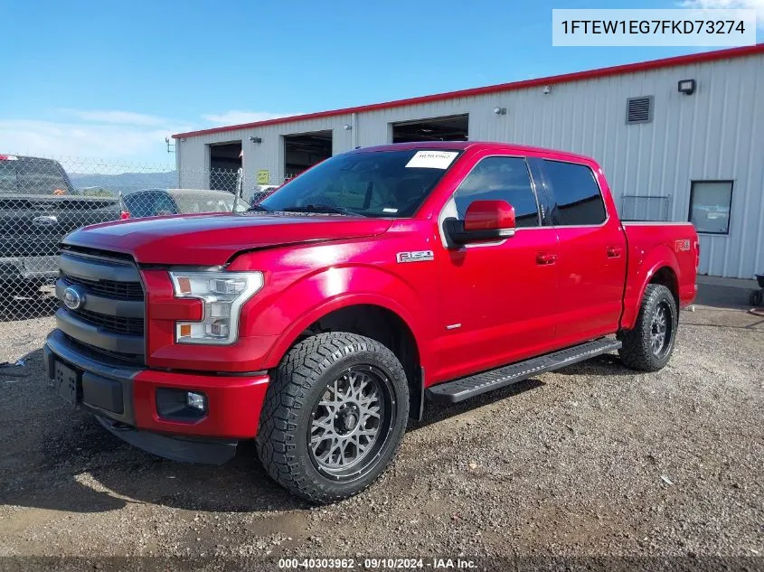 2015 Ford F-150 Lariat VIN: 1FTEW1EG7FKD73274 Lot: 40303962