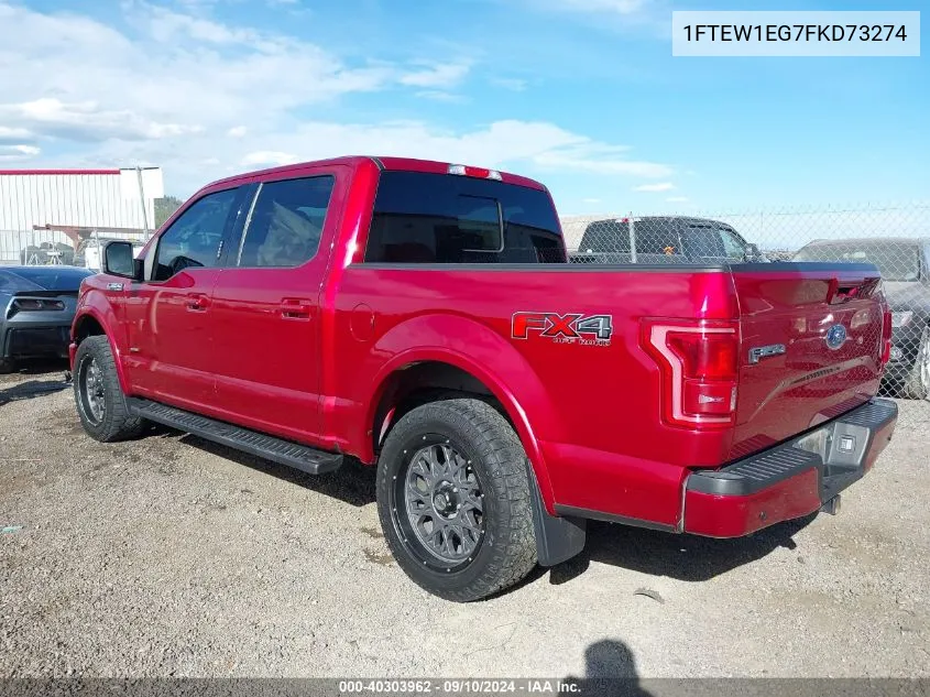 2015 Ford F-150 Lariat VIN: 1FTEW1EG7FKD73274 Lot: 40303962