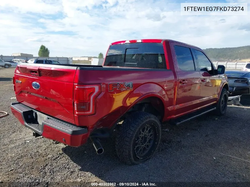 1FTEW1EG7FKD73274 2015 Ford F-150 Lariat