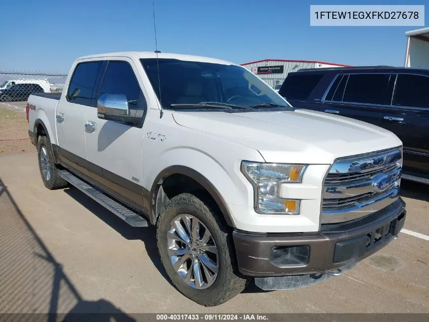 2015 Ford F-150 Lariat VIN: 1FTEW1EGXFKD27678 Lot: 40317433