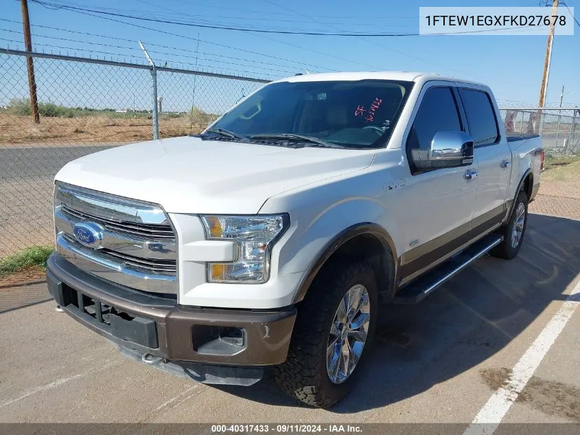 1FTEW1EGXFKD27678 2015 Ford F-150 Lariat