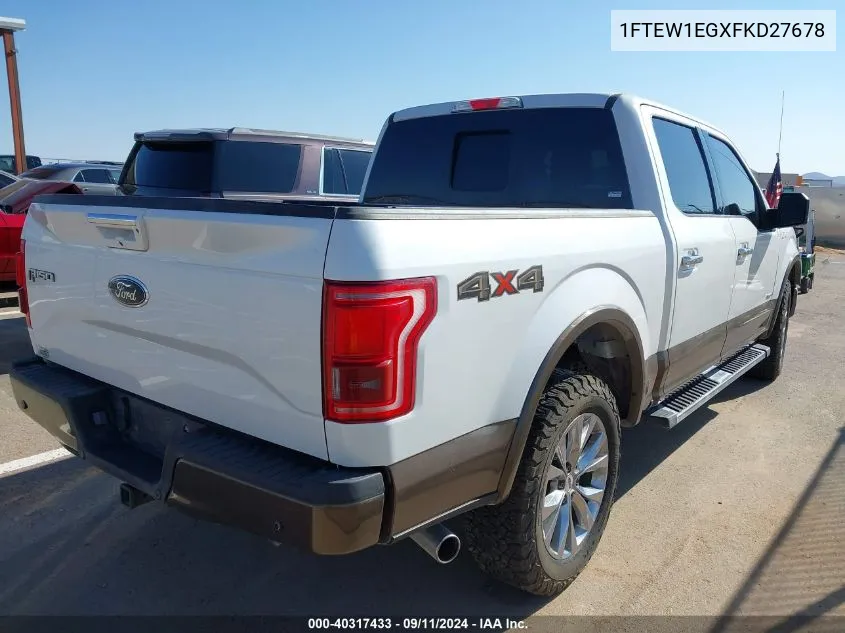 1FTEW1EGXFKD27678 2015 Ford F-150 Lariat