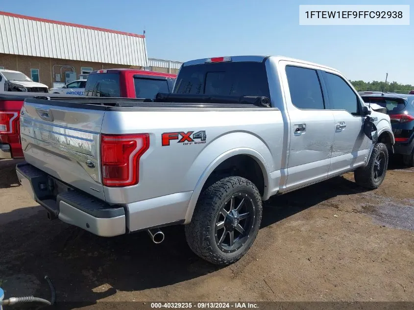 2015 Ford F150 Supercrew VIN: 1FTEW1EF9FFC92938 Lot: 40329235