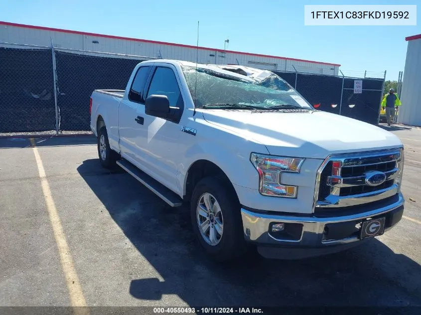 2015 Ford F150 Super Cab VIN: 1FTEX1C83FKD19592 Lot: 40550493