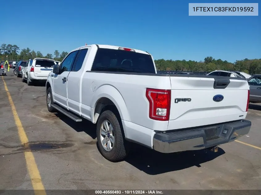 2015 Ford F150 Super Cab VIN: 1FTEX1C83FKD19592 Lot: 40550493