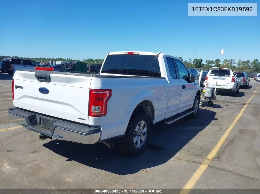 2015 Ford F150 Super Cab VIN: 1FTEX1C83FKD19592 Lot: 40550493