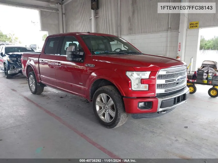 2015 Ford F-150 Platinum VIN: 1FTEW1EG7FFC38143 Lot: 40738292