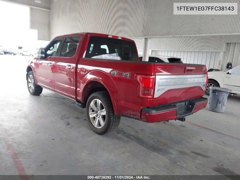 2015 Ford F-150 Platinum VIN: 1FTEW1EG7FFC38143 Lot: 40738292