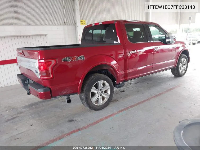 2015 Ford F-150 Platinum VIN: 1FTEW1EG7FFC38143 Lot: 40738292