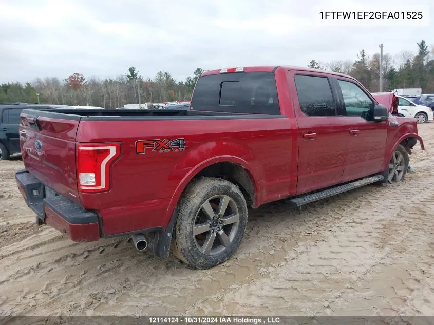 2016 Ford F-150 VIN: 1FTFW1EF2GFA01525 Lot: 12114124