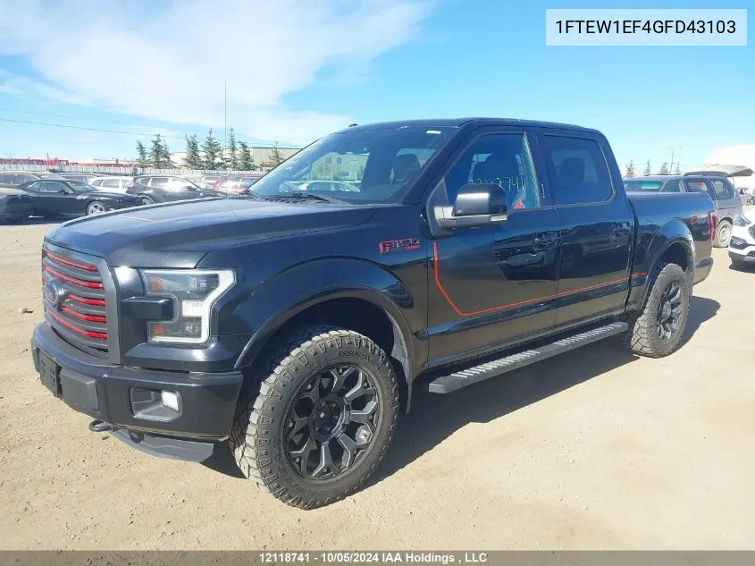 2016 Ford F150 Supercrew VIN: 1FTEW1EF4GFD43103 Lot: 12118741