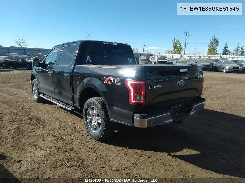 2016 Ford F150 Supercrew VIN: 1FTEW1E85GKE51545 Lot: 12120789