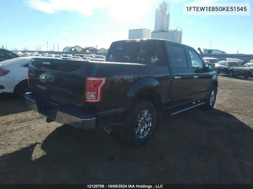 2016 Ford F150 Supercrew VIN: 1FTEW1E85GKE51545 Lot: 12120789