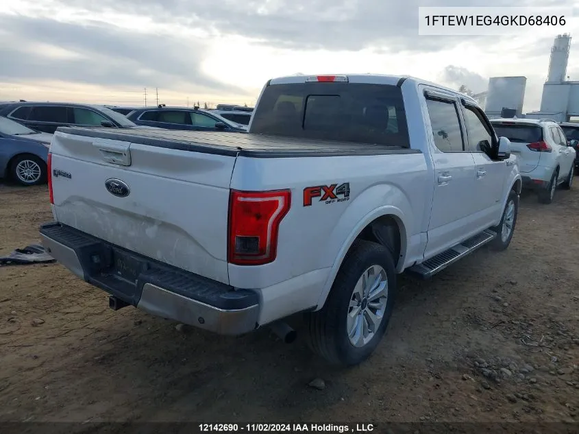 2016 Ford F150 Supercrew VIN: 1FTEW1EG4GKD68406 Lot: 12142690