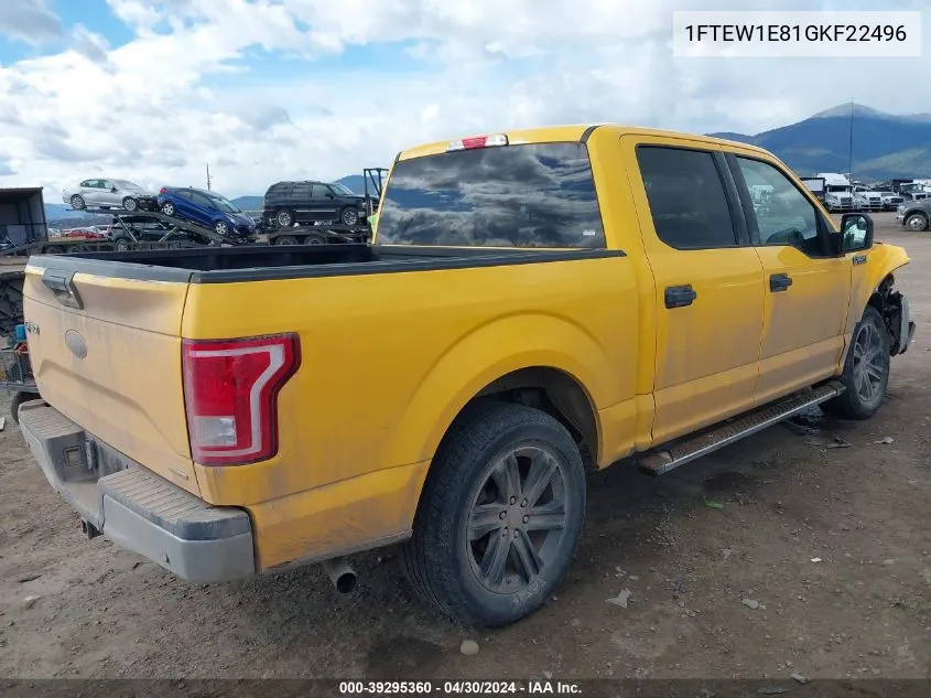 2016 Ford F-150 Xlt VIN: 1FTEW1E81GKF22496 Lot: 39295360