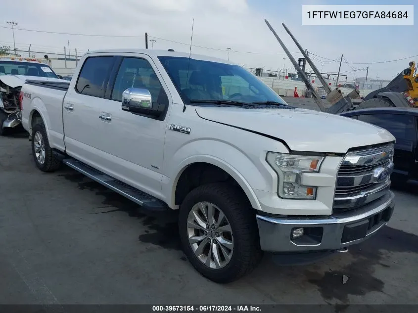 1FTFW1EG7GFA84684 2016 Ford F-150 Lariat