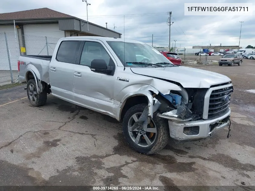 1FTFW1EG6GFA51711 2016 Ford F-150 Xlt