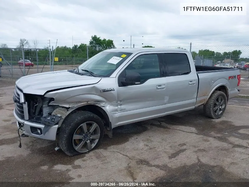 1FTFW1EG6GFA51711 2016 Ford F-150 Xlt