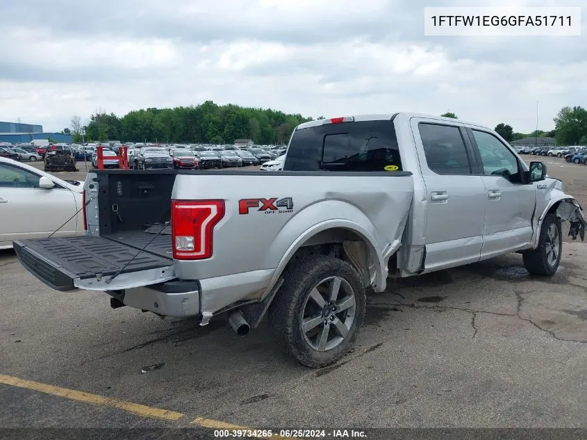 1FTFW1EG6GFA51711 2016 Ford F-150 Xlt