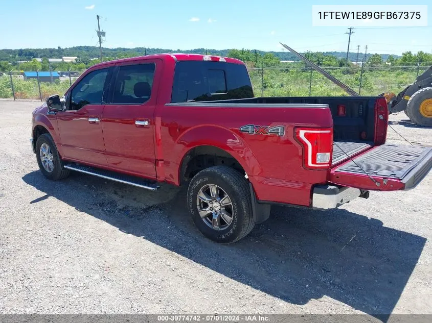 2016 Ford F-150 Xlt VIN: 1FTEW1E89GFB67375 Lot: 39774742