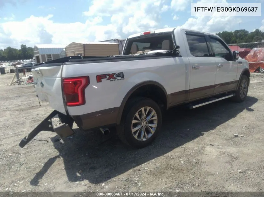 2016 Ford F-150 Lariat VIN: 1FTFW1EG0GKD69637 Lot: 39868467