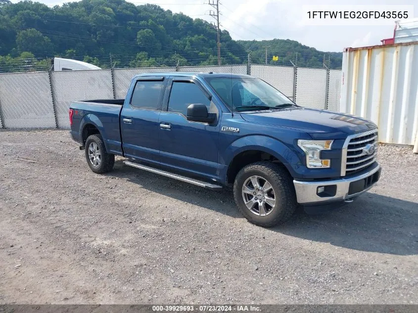 2016 Ford F-150 Xlt VIN: 1FTFW1EG2GFD43565 Lot: 39929693