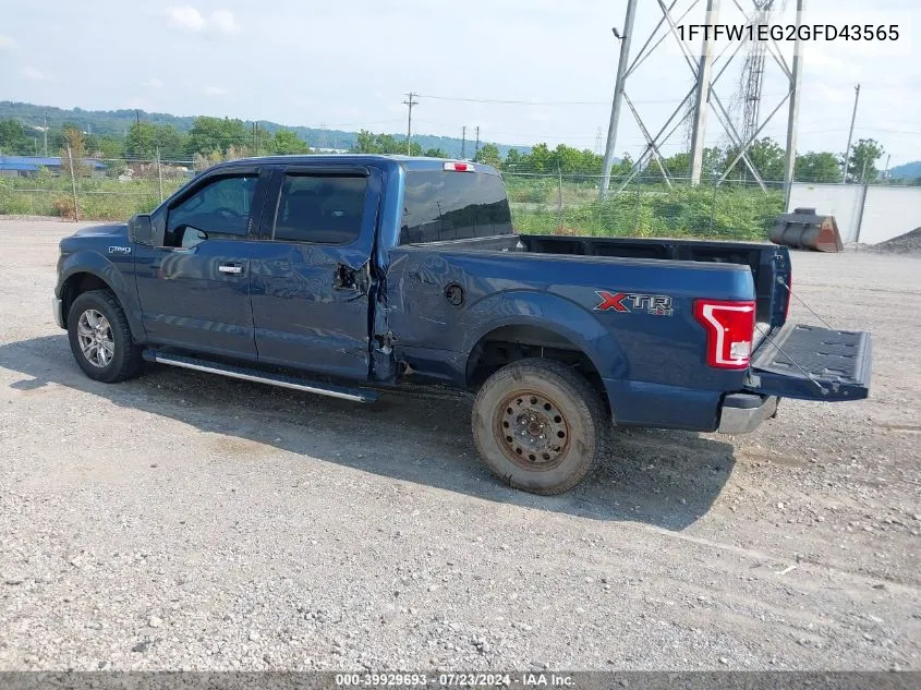 2016 Ford F-150 Xlt VIN: 1FTFW1EG2GFD43565 Lot: 39929693