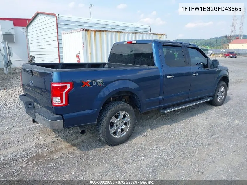 2016 Ford F-150 Xlt VIN: 1FTFW1EG2GFD43565 Lot: 39929693