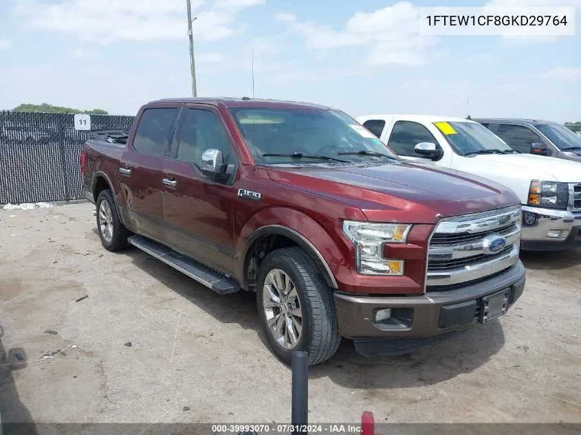 2016 Ford F-150 Lariat VIN: 1FTEW1CF8GKD29764 Lot: 39993070