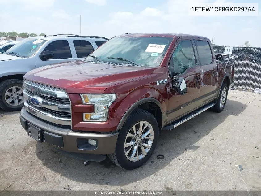 2016 Ford F-150 Lariat VIN: 1FTEW1CF8GKD29764 Lot: 39993070