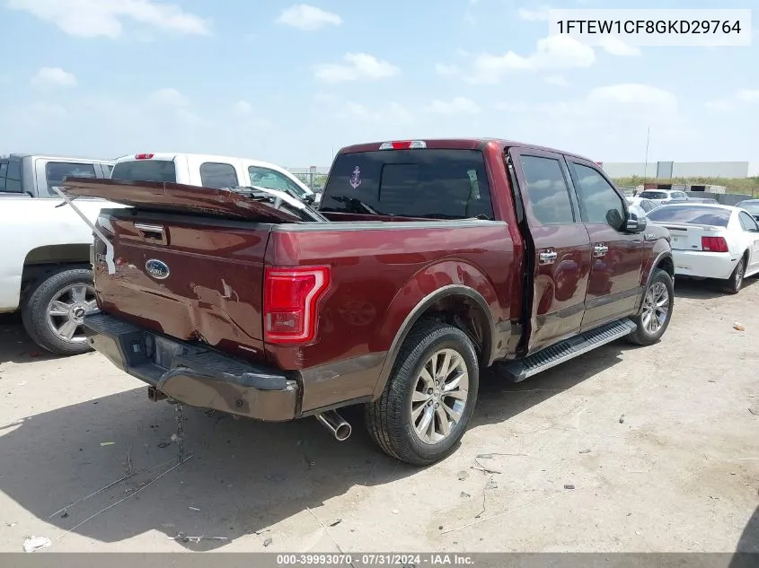 2016 Ford F-150 Lariat VIN: 1FTEW1CF8GKD29764 Lot: 39993070