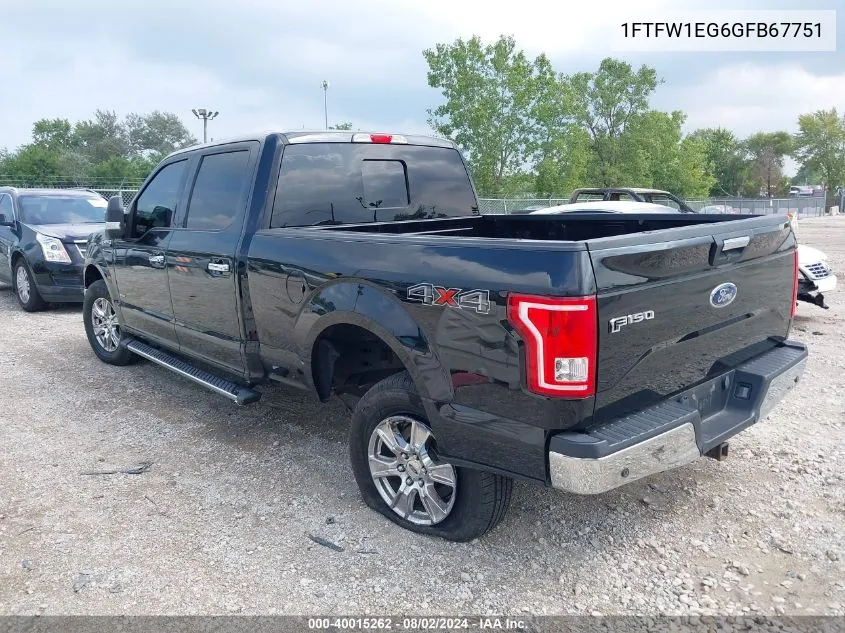 1FTFW1EG6GFB67751 2016 Ford F-150 Xlt