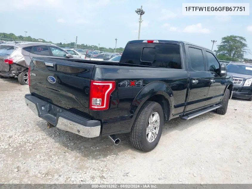 1FTFW1EG6GFB67751 2016 Ford F-150 Xlt