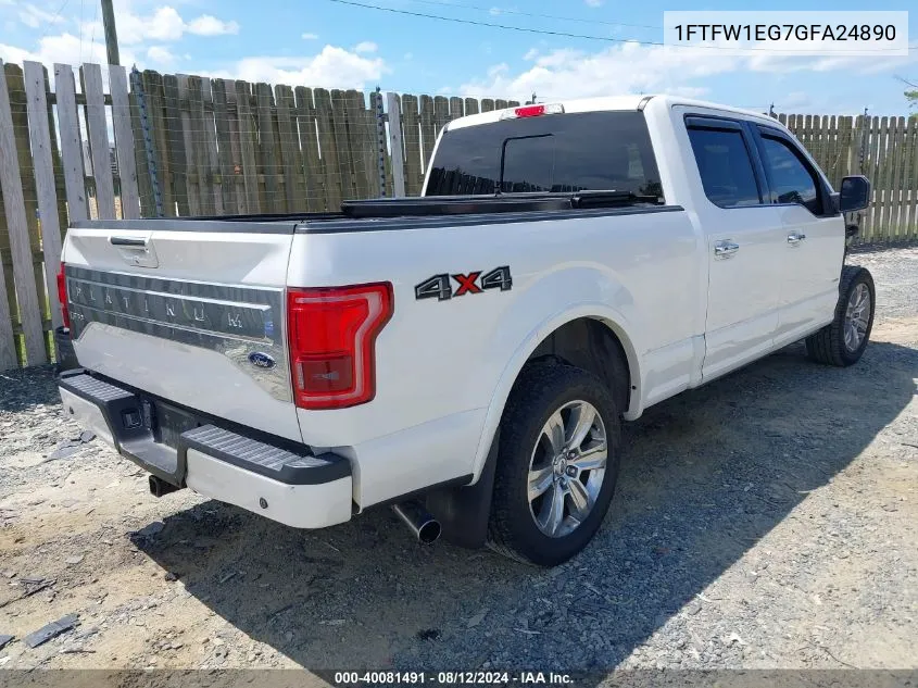 1FTFW1EG7GFA24890 2016 Ford F-150 Platinum