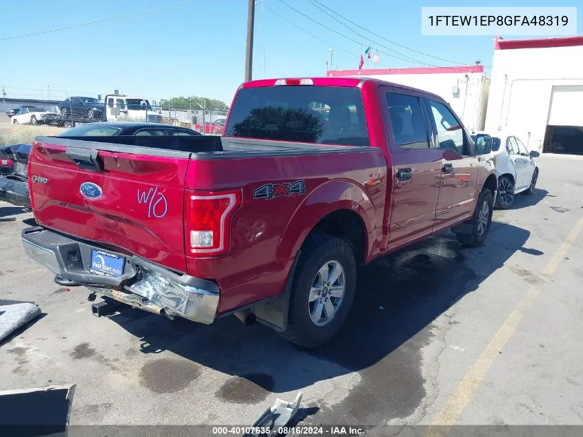 2016 Ford F-150 Xlt VIN: 1FTEW1EP8GFA48319 Lot: 40107635