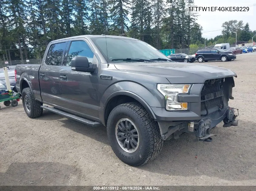 1FTFW1EF4GKE58229 2016 Ford F-150 Xlt